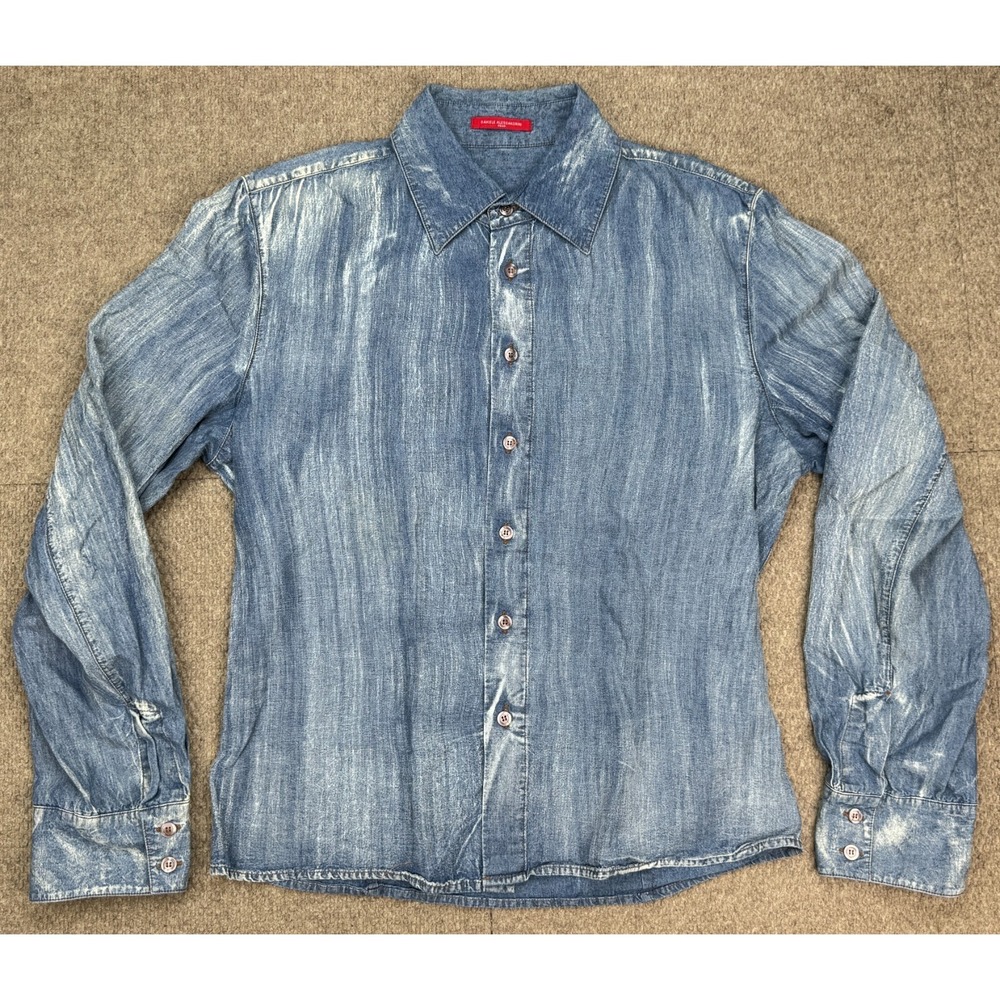 Daniele Alessandrini Men's Button Up Long Sleeve Denim Shirt Size XL